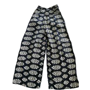 Anthropologie Omika Sinatra Wide Leg Pant Small Black White Handmade Blockprint thumbnail 3