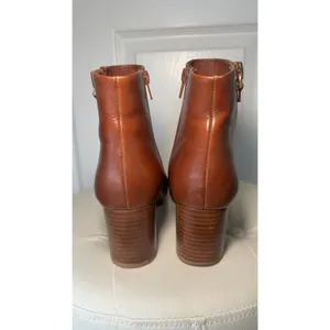 Jeffrey Campbell Prianka Cognac Leather Ankle Booties Block‎ Heel Brown Size 8 thumbnail 4