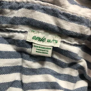 Aerie Blue and White Striped Button-Up Shirt With Pocket thumbnail 3