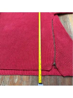 Habitat Clothes To Live In Red Chunky Knit Side Zip Mock Neck Tunic Sweater XL thumbnail 9