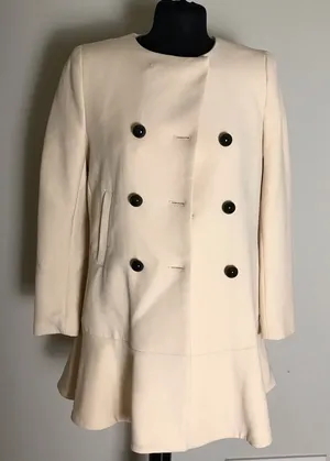 Zara Cream Double-Breasted Women's Coat thumbnail 1