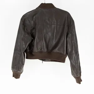 Aritzia Babaton Synergy UnReal Faux Vegan Leather Bomber Jacket Rich Mocha Brown thumbnail 4