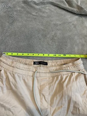 Zara Cream Elastic Waistband Casual Pants thumbnail 6