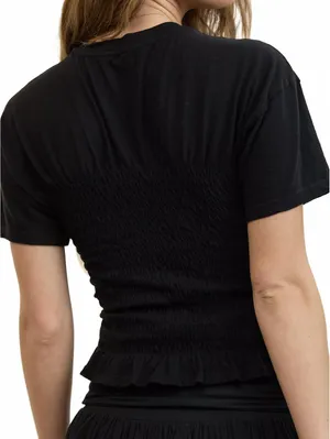 AE Aerie Smocked T-Shirt American Eagle NWT True Black Large thumbnail 2