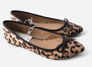 NWT Leopard animal print ballet ballerina flats bow detail pointed toe-6.5 #coquette thumbnail 2