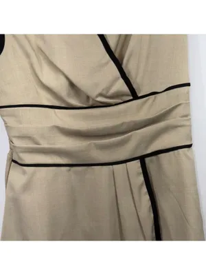 Size M Beige Black Piped Asymmetrical Peplum Top Size M thumbnail 3