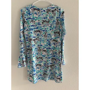Ibkul‎ Tillie Dress Small Blue White Long Sleeve Mesh Stretch Golf Tennis UPF thumbnail 2