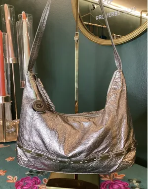 The Sak‎ Hobo Bag Women Small Gold Metallic Leather Slouchy Shoulder Bag thumbnail 1