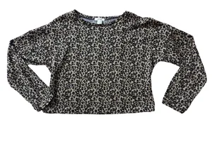 Leopard Print Long Sleeve Women's Top - Beige & Black thumbnail 1