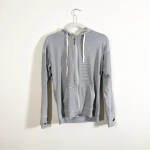Albion Fit Zip Up Hoodie Sweatshirt Large Black White Stripe thumbnail 3