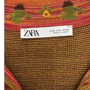 Zara Womens Cactus Floral Knit Cardigan Pink Orange Small Long Sleeve Button Top thumbnail 6