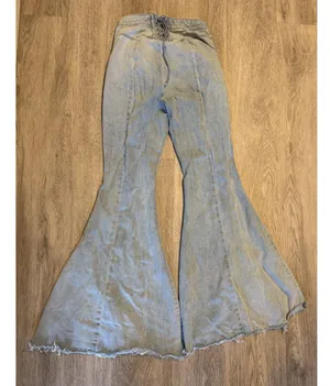 Free People CRVY High-Rise Lace-Up Back Flare Jeans Light Wash Denim thumbnail 2