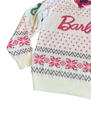 Mattel Barbie Pullover Stretchy Sweater Crew Neck Pony Tail Pink Size Small NWT thumbnail 3