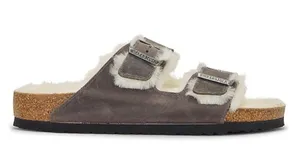 BIRKENSTOCK Arizona Shearling in Iron grey & Natural sz 36 L 5 thumbnail 1