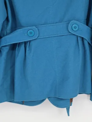 L.L.Bean Cumberland Jacket Women’s Mediim Regular Teal Blue Belted Cotton Trench thumbnail 11