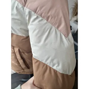 Abercrombie & Fitch Women's Colorblock Mini Puffer Jacket Pink Tan Size M thumbnail 4