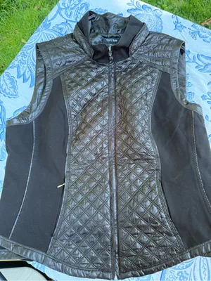 White House Black Market Women's Black Full Zip Collared Vest Mid-Length XL thumbnail 6
