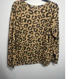 Buffalo David Bitton Cheetah Pullover Sweatshirt TopTan/Black Soft Size Large thumbnail 2