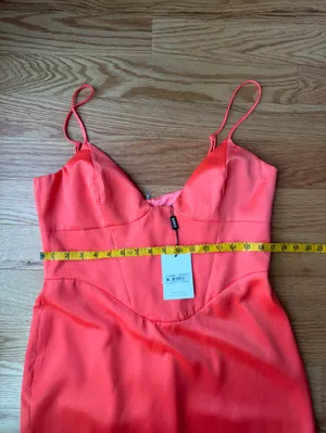 Bardot Ayla Midi Dress Orange Fizz Satin Corset NWT XL US 10 thumbnail 12