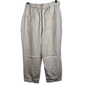 Abercrombie & Fitch Beige Cream Belted Pleated Tapered Trousers Dress Pants Sz M thumbnail 2