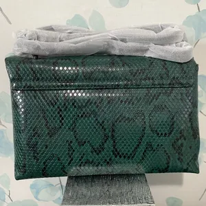 Nicole Miller Black and Green Snake Skin Crossbody Chain Link Strap Purse thumbnail 2
