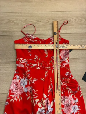NWT Lulus Women’s My Favorite Day Red Floral Tulip Skirt Midi Dress Size S thumbnail 4