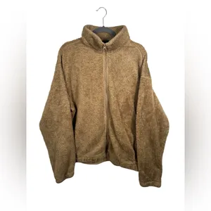 H&M‎ Teddy Fleece Jacket Women’s Large Tan Sherpa Full Zip Cozy Relaxed Fit thumbnail 2