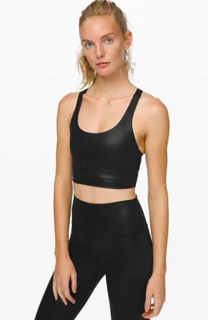 Lululemon black foil energy long line bra thumbnail 1