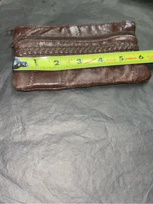 Vintage Brown Braided Leather Zip Wallet thumbnail 4