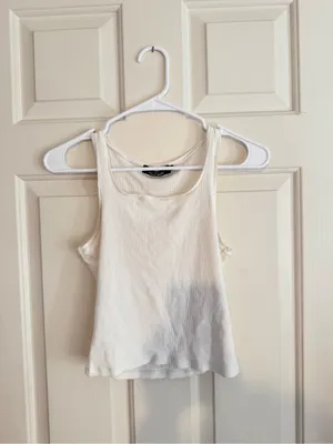 Aerie White Ribbed Tank Top thumbnail 2