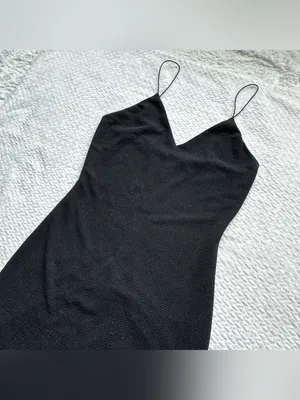 Alice + Olivia Stila Midi Dress 8 Black LBD Side Slit Sparkle Minimalist Party thumbnail 7