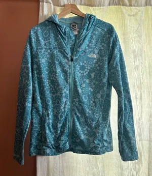 The North Face Fleece Lined TKA Stretch Zip Up Jacket Hoodie‎ Blue Floral Size L thumbnail 1
