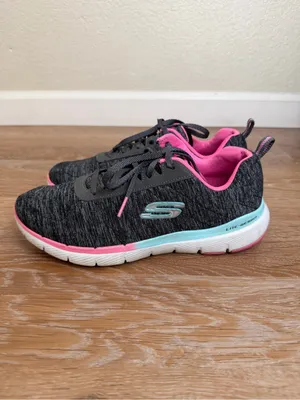 Skechers Flex Appeal Gray Pink Athleisure Sneakers, Size 8 thumbnail 2