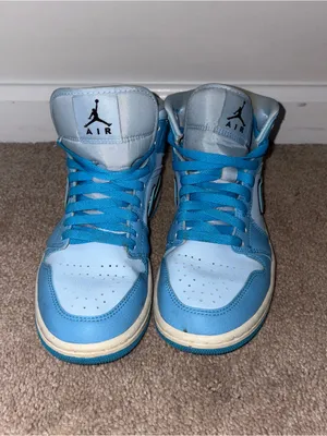 Jordan 1 Mid Women's Sneakers - Light Blue/White Size: 7.5 thumbnail 2