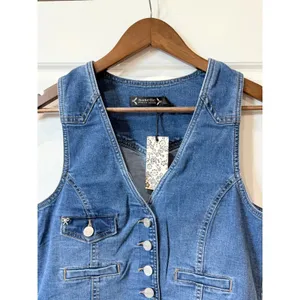 Nanette Lepore Blue Denim Vest Bow Detail Size S Western Y2K Cowgirl thumbnail 3