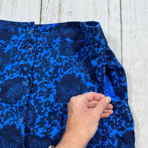Boden Sara Linen Button Front Blue Floral Skirt thumbnail 7