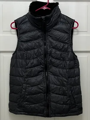 Calvin Klein Black and Gray Duck Down Filled Full Zip Puffer Vest - Size Large thumbnail 1