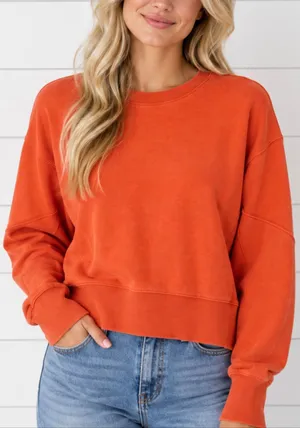 Sunnyside by Sundry orange crewneck pullover size M thumbnail 1