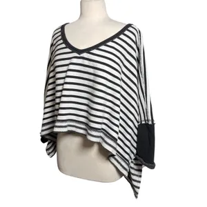 FREE PEOPLE x WE THE FREE Main Squeeze Boho Black White Striped Top thumbnail 3