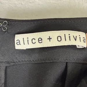 Alice + Olivia‎ Black High Rise Pleated Straight Leg Trousers Back Zip Career 4 thumbnail 2