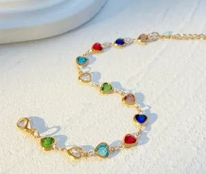 Colorful Heart-shaped Gold Tone Bracelet thumbnail 3