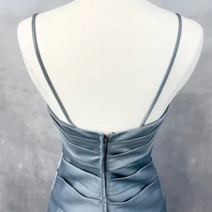 Eden Bridesmaids Cocktail Dress Womens 4 Blue‎ Satin Ruched Formal Minimal Chic thumbnail 6