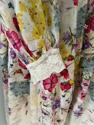 White Floral Midi Dress with Lace Trimmings & Flower Buttons thumbnail 6