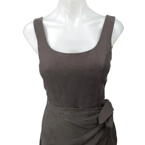 Aritzia Wilfred Gray Sleeveless Tulip Hem Square Neck Wrap Midi Sheath Dress 0 thumbnail 4