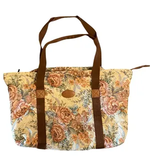 Vintage Renaissance Floral Tapestry Tote duffle Bag boho cottagecore Grandma thumbnail 1