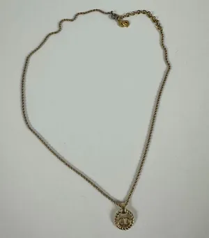 Christian Dior CD Logo Gold Tone Pendant Necklace thumbnail 1