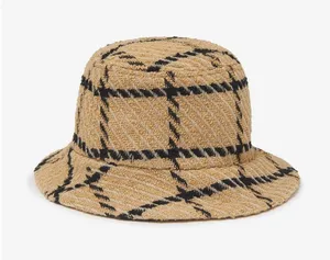 Anine Bing Cleo Bucket Hat Womens Size‎ M/L Tan Black Plaid Tweed Wool Blend thumbnail 1