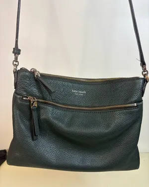 kate spa Kate Spade NY Jackson Forest Green Leather Crossbody Bag Purse Top Zip thumbnail 1
