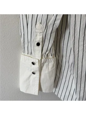 Free People We the Free After Hours Stripe Oversized 1/4 Button Down Top size xs thumbnail 14