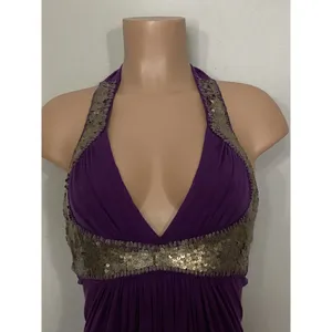 New. SKY purple halter embellished maxi dress. Small. Retails $259 thumbnail 9